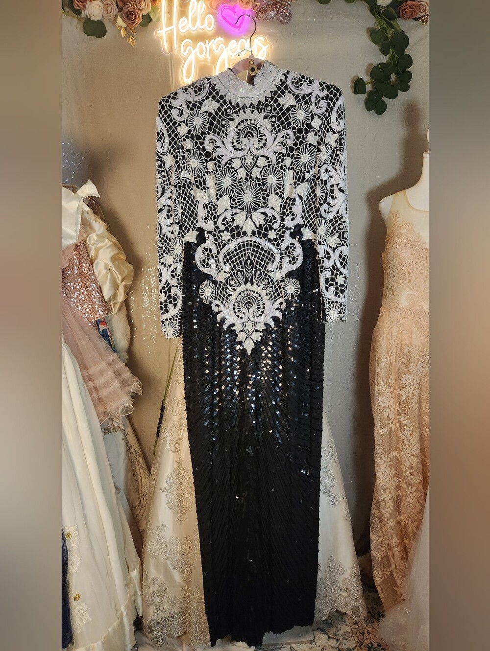 Vintage Naeem Khan For Lillie Rubin Riazee Nights Silk Embellished Evening Gown - Picture 5 of 14